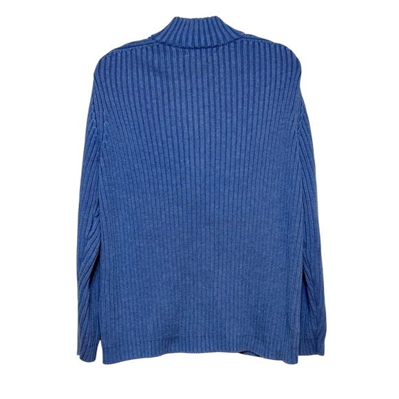 Vintage Lands End Blue Cable Knit Half Zip Sweater Size XL Fishermancore Preppy - Picture 4 of 8